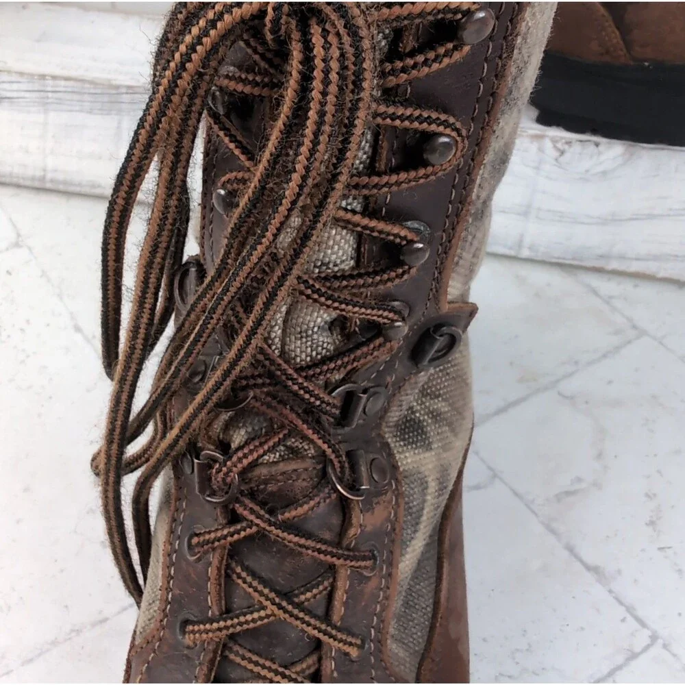 Vintage DANNER  Size 10 D  Camo Brown Hunting Field Boots Gore-Tex Vibram